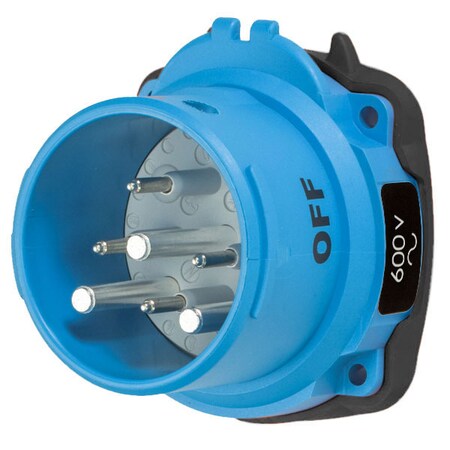 Meltric Pin & Sleeve Inlet, 60 A, 600V AC, 2 Pole, Screw Terminals Wire Connection Type Blue, NEMA 4X 63-68142-974